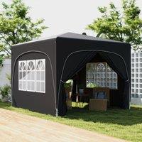 OUTSUNNY 3 x 3(m) UPF50+ Pop Up Gazebo with Sides & Carry Bag, Black