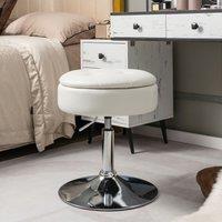 Costway Tufted Vanity Stool Footrest Accent Storage Ottoman with Reversible Lid in White