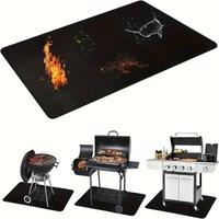 VOGREX Fireproof Mat Under Grill Mat Heat Resistant Fire Pit Mat in Black