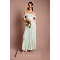 Coast Women's Bardot Pleated Maxi Bridesmaid Dress in Sage | Size: 16