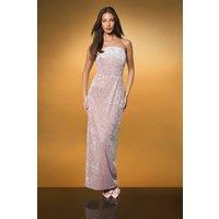 Coast Women's Velvet Sequin Bandeau Midaxi Column Dress in Pink | Size: 10