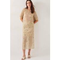 Monsoon Women's Sacha Embroidered Midi Skirt Gold | Size: 8