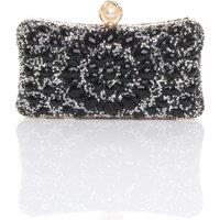AJVANI Women's Diamante Embellished Gem Party Evening Prom Clutch Bag in Black