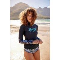 Animal Women's 'Lillie' Lightweight Long Sleeve Casual UPF 50+ Protection Rash Vest in Jet Black | Size: 6