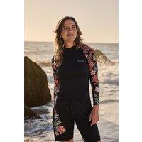 Animal Women's 'Lillie' Lightweight Long Sleeve Casual UPF 50+ Protection Rash Vest in Black | Size: 6