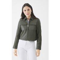 Bolongaro Trevor Women's Real Leather Thea Zip Through Jacket in Dark Olive | Size: Large