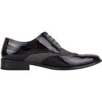 ABSOLUTE FOOTWEAR Men's Mens Slip On Lace Up Formal Faux Leather School Shoes, Tweed Material in Black | Size: 8