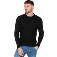 Enzo Men's Waffle Knit Jumper in Black | Size: Medium