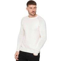 Enzo Men's Cotton Crew Neck Knitted Jumper in Ecru | Size: Large