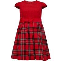 HOLLY HASTIE Girl's Diana Velvet & Tartan Party Dress in Red | Size: 3-4 Years