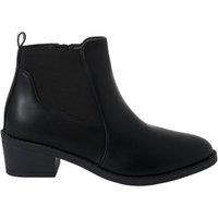 MODISHION Women's Pointed Toe Chunky Heel Ankle Boots in Black | Size: 4