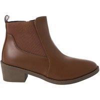 MODISHION Women's Pointed Toe Chunky Heel Ankle Boots in Brown | Size: 5