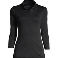 Lands' End Women's Three-Quarter Sleeve Supima Polo Shirt in Black | Size: 20