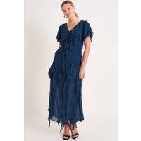 Monsoon Women's Renata Ruffle Maxi Dress Blue | Size: 22