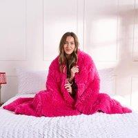 OHS Fluffy Fleece Sensory Sleep Therapy Weighted Blanket 150 x 200 cm 8kg in Bright Pink | Size: 150 cm 200 cm