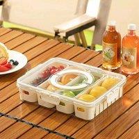 VOGREX Divided Serving Tray w/ Lid Snackle Box Charcuterie Container in White