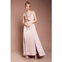 Coast Women's Honoured Petite Sleeveless Cowl Neck Satin Maxi Bridesmaid Dress in Dusty Rose | Size: 8