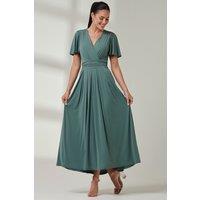 Jolie Moi Women's Angel Sleeve Super-Smooth Jersey Maxi Dress in Pale Green | Size: 12