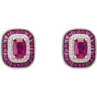 Latelita Women's Great Gatsby Stud Earrings Ruby Silver in Red