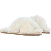 Fenland England Women's 'Chouette' Fenland Sheepskin Crossover Slippers in Natural | Size: 5-6