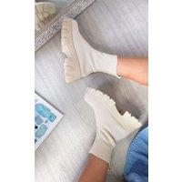 IKRUSH Women's Lydia Chunky Sock Boots in Beige | Size: 8