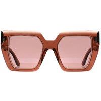 CALVIN KLEIN Women's Square Transparent Dark Brown Burgundy CK23502S