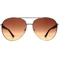 Guess Women's Aviator Shiny Pale Gold Brown Gradient GU00158