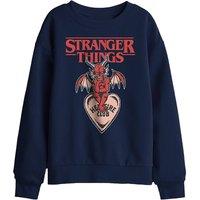 Stranger Things Hellfire Heart Kids Sweatshirt, Navy | Size: 7-8 Years
