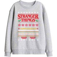 Stranger Things Demogorgon Ugly Xmas Jumper Kids Sweat, Athl Heather in Light Grey | Size: 5-6 Years
