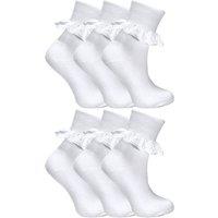 Sock Snob Girl's 6 Pack Baby White Soft Frilly Lace Socks | Size: 11 Years