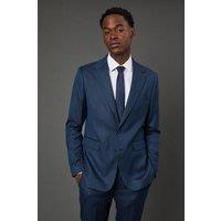 Burton Men's Navy Birdseye Stretch Slim Fit Suit Jacket | Size: 36R