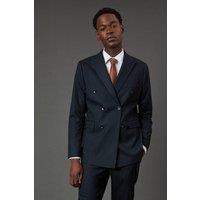 Burton Men's Navy Herringbone Double Breasted Blazer | Size: 42R