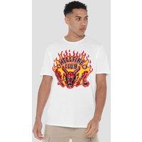 Stranger Things Hellfire Flames T-Shirt, White | Size: 4XL