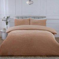 Rapport Home Luxury Waffle Teddy Polyester Fleece Duvet Cover Set with Pillowcase in Beige | Size: King