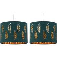 First Choice Lighting Set of 2 Fern - Dark Green Cut Out 25cm Pendant Lightshades