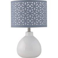 First Choice Lighting Tuscan - White Ceramic Lamp with Grey Cut Out Shade