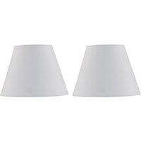 First Choice Lighting Set of 2 Ivory Cotton 20cm Diameter Tapered Fabric Lamp Shades in Off-White