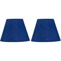 First Choice Lighting Set of 2 Navy Blue Cotton 20cm Diameter Tapered Fabric Lamp Shades