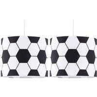 First Choice Lighting Set of 2 Footie - Black & White Football Pendant Shades