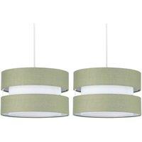 First Choice Lighting Set of 2 Benni - Sage Green 26cm Pendant Shades