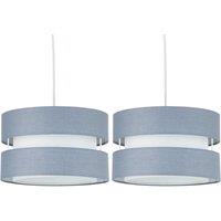 First Choice Lighting Set of 2 Benni - Grey 26cm Pendant Shades