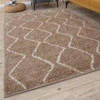 THE RUGS Moroccan Soft Shaggy Rugs & Runners Beige & Ivory Living Room | Size: 80 cm x 150 cm