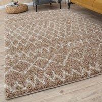 THE RUGS Soft Tangier High Pile Shaggy Rugs & Runners Living Room in Beige | Size: 80 cm x 150 cm