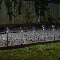 Samuel Alexander 36cm Set of 10 Stainless Steel Garden Solar Path Lights with White LEDs in Silver