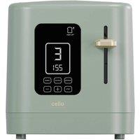 Cello Digital 2 Slice Toaster with Timer, 800W, Digital Control Panel, Wide Slot, 7 Browning Levels, Auto Stop in Green