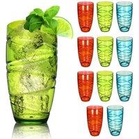 volila Pack of 6 Plastic Tumblers - 550ml Acrylic Drinking Glasses | Size: 12 Pack