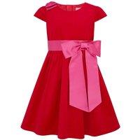 HOLLY HASTIE Girl's Rosie Velvet & Satin Bow Girls Party Dress in Red | Size: 1-2 Years