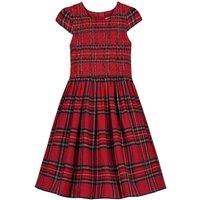 HOLLY HASTIE Girl's Bonnie Smocked Party Dress in Red | Size: 3-4 Years