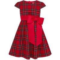 HOLLY HASTIE Girl's Jessie Plaid & Satin Bow Girls Party Dress in Red | Size: 1-2 Years