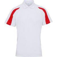 AWDis Men's Just Cool Short Sleeve Contrast Panel Polo Shirt in White | Size: Large